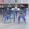 Flash Furniture Blue Metal Stackable Chair with Wood Seat, PK4 4-CH-31230-BL-WD-GG - alternate 1